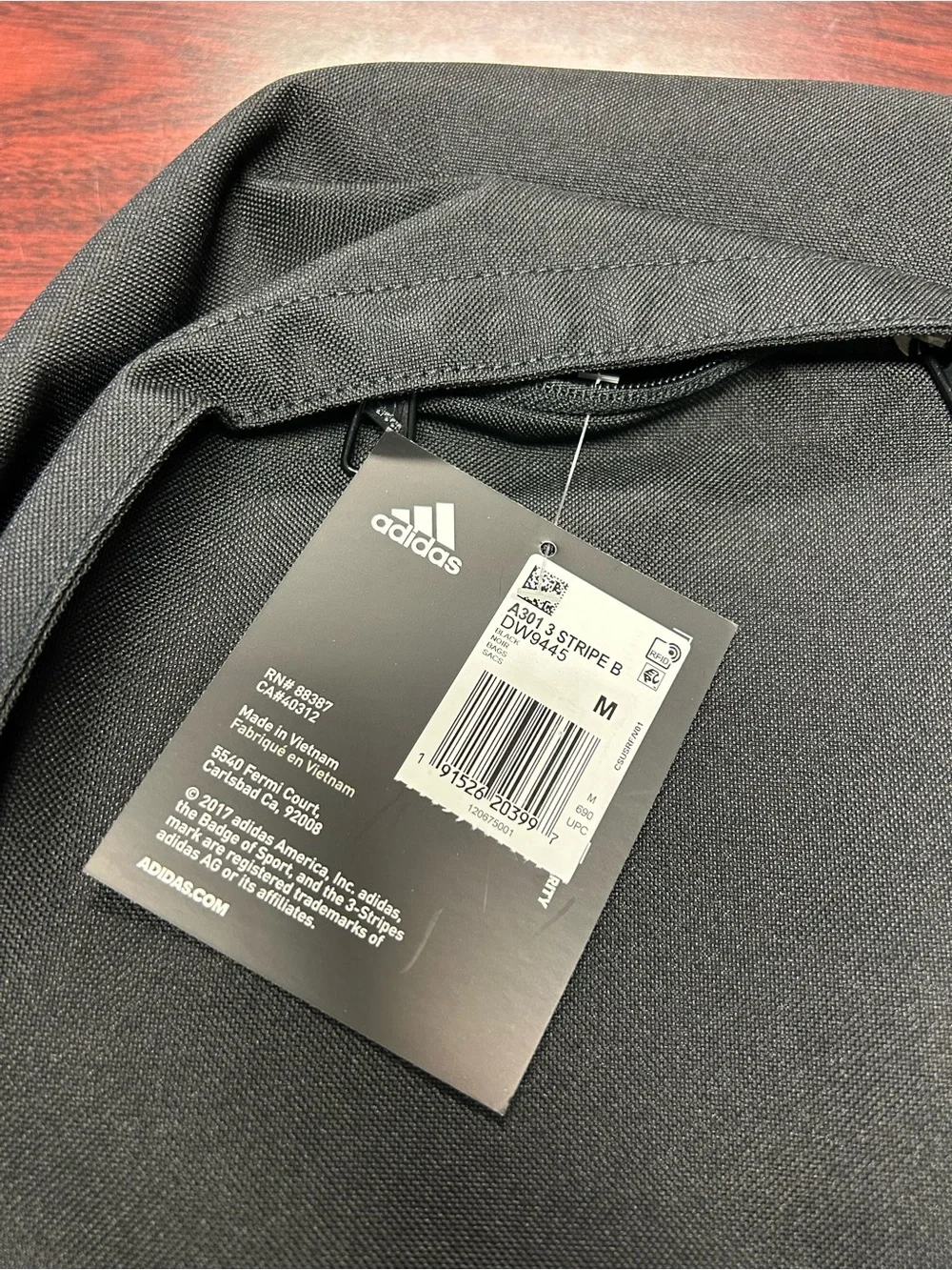 adidas Black Backpack with Silver Three-Stripe Accent